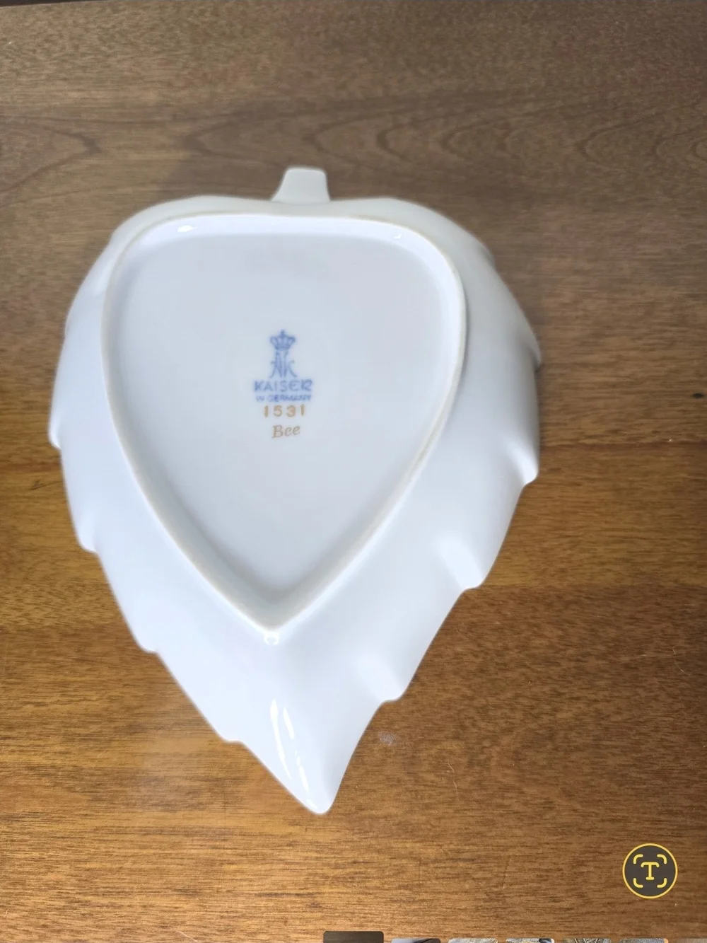 Vintage Porcelain Leaf-Shaped Serving Dish with Pink Rose and Gold Trim